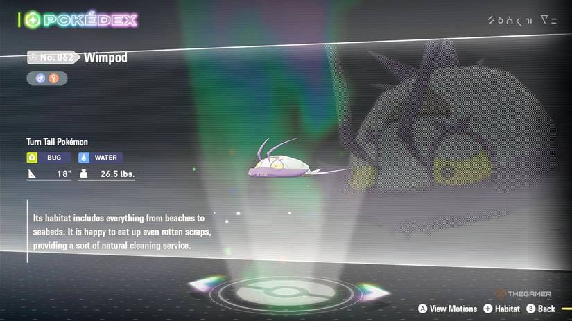 Wimpod's Pokedex entry in Pokemon Legends: ZA.