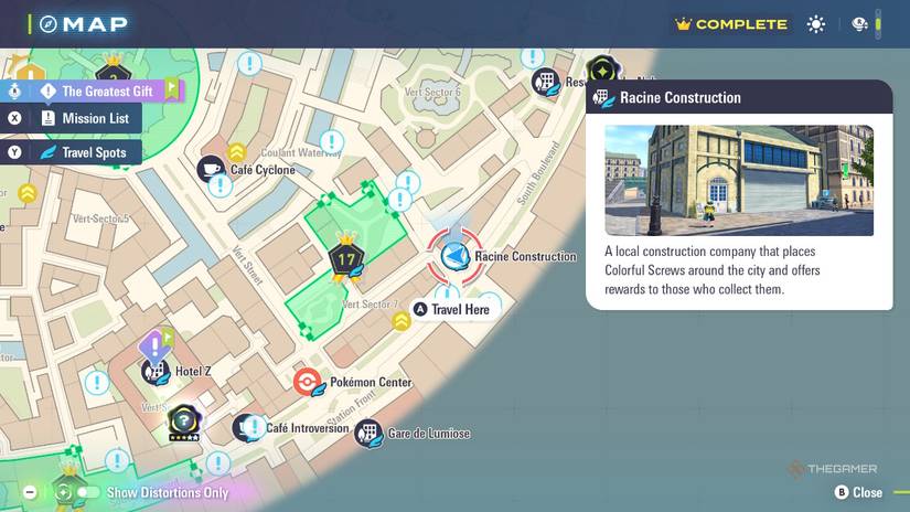 Defenseless dodger on the map in Pokemon Legends: ZA.