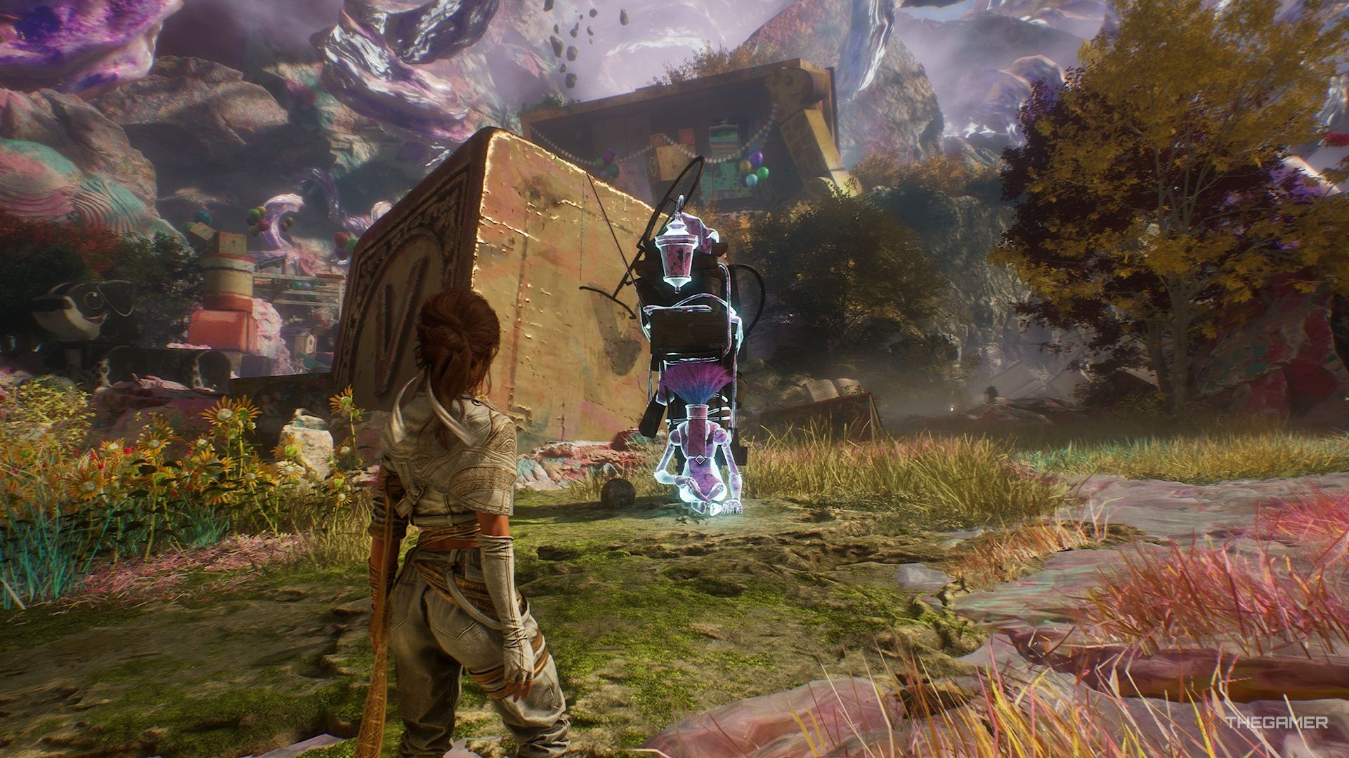 Sciel looking at a merchant in Clair Obscur Expedition 33.