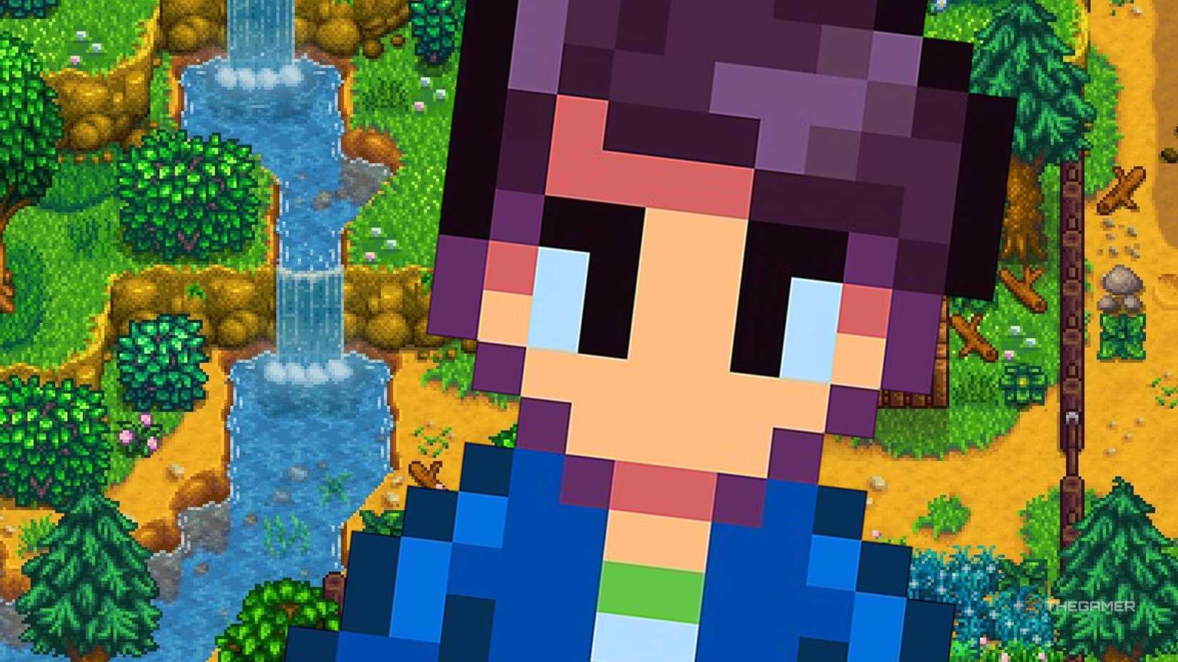Stardew Valley elf Shane above the farm.
