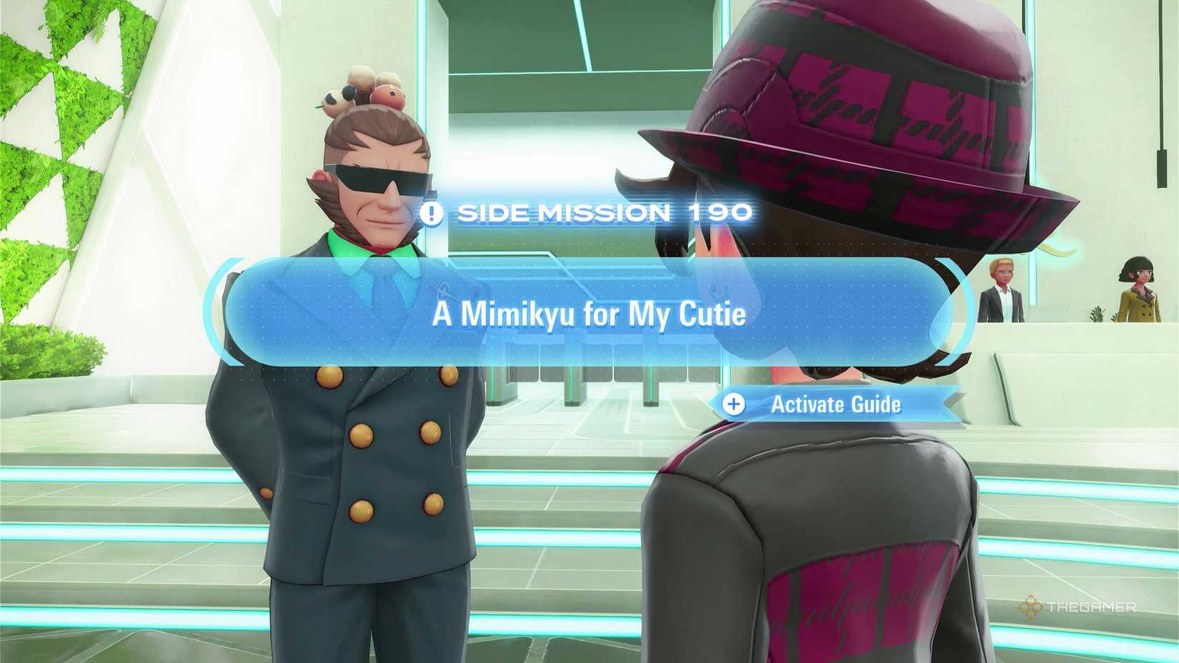 Starting the 'A Mimikyu for My Cutie' side mission in Pokemon Legends: Z-A's Mega Dimension DLC.