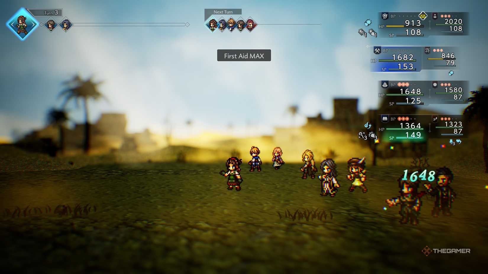 Stia casts First Aid in Octopath Traveler 0.-1