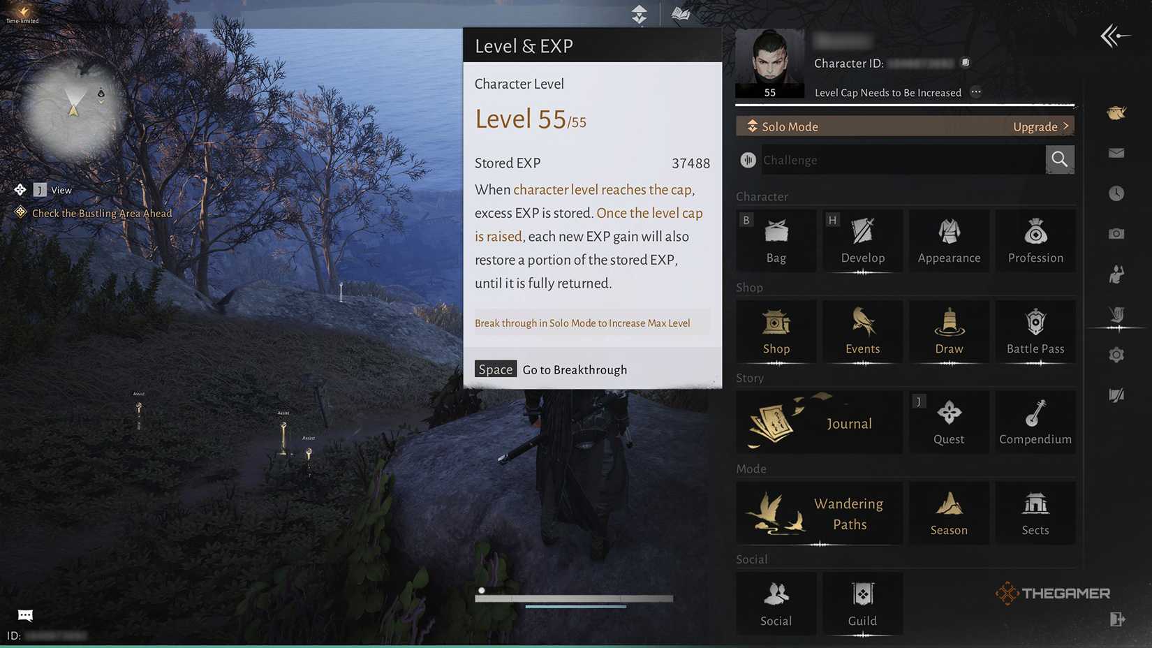 Description of level caps and stored EXP in Where the Wind Meets.