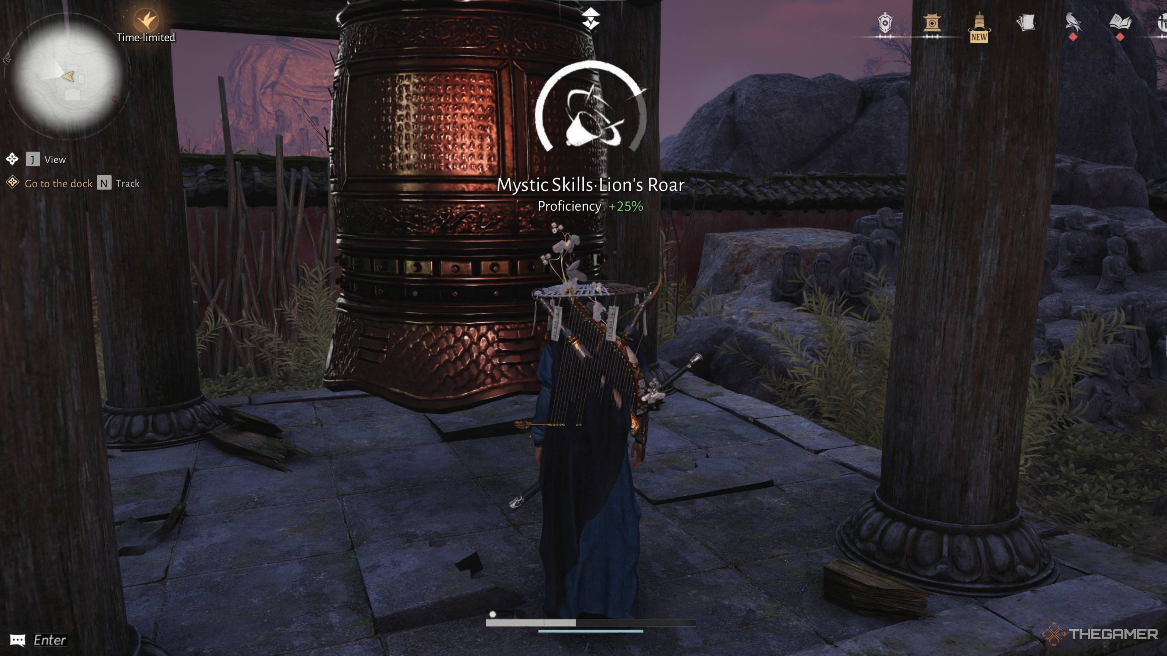 The player gaining proficiency for the lion's roar skill in where winds meet.