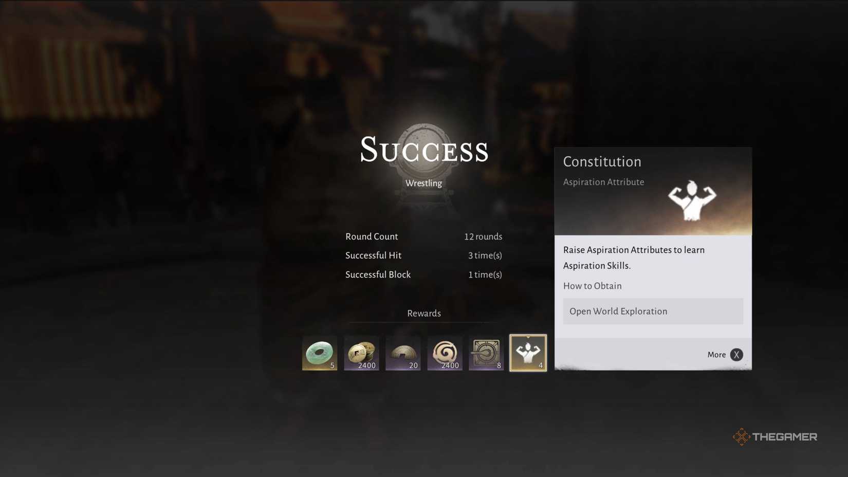 Reward screen after winning a match in the place where the winds collide.