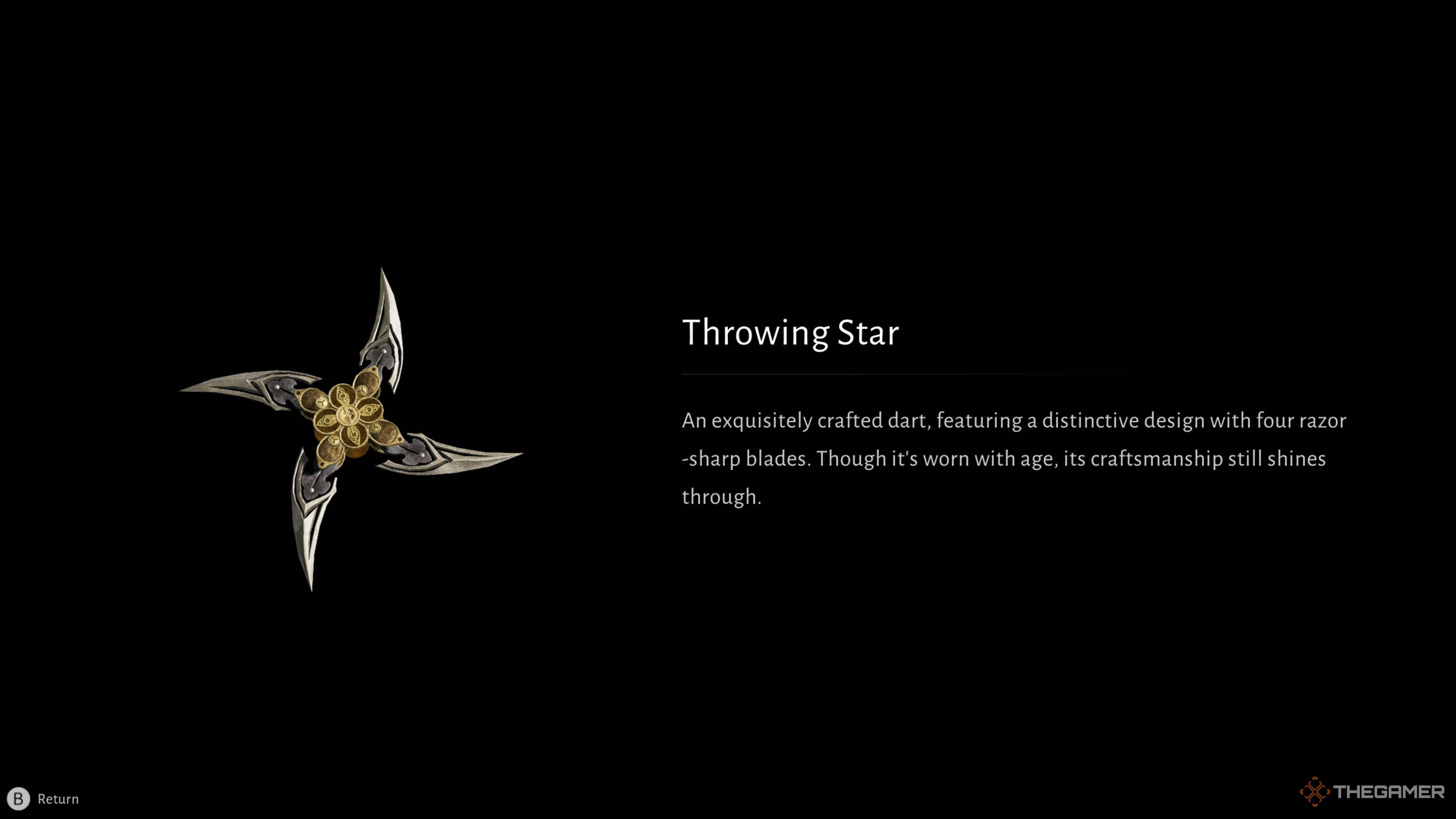 The throwing star item in where winds meet.
