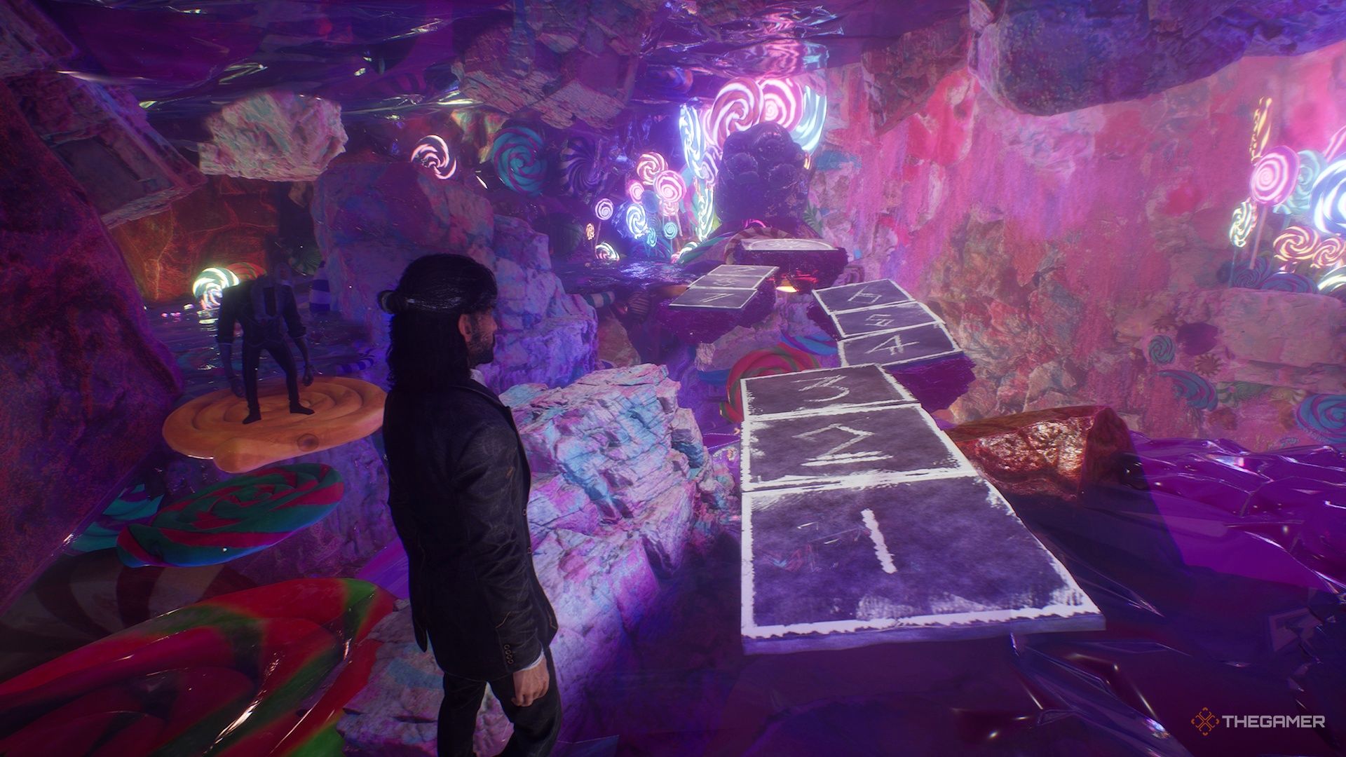 Verso next to a hotscotch in Clair Obscur Expedition 33.