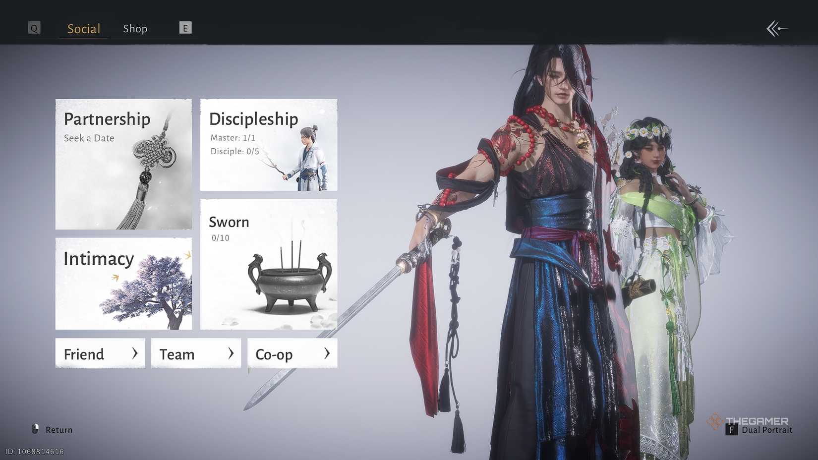 Where the Wind Meets Two avatars in the social menu.