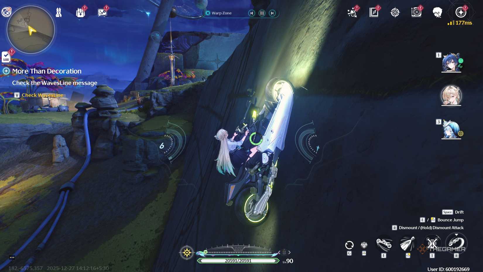 Wuthering Waves scaling cliffs by motorcycle.