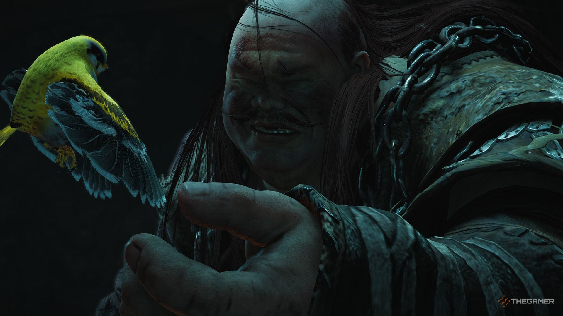 Zhuxie Gule and his bird in Where Winds Meet.