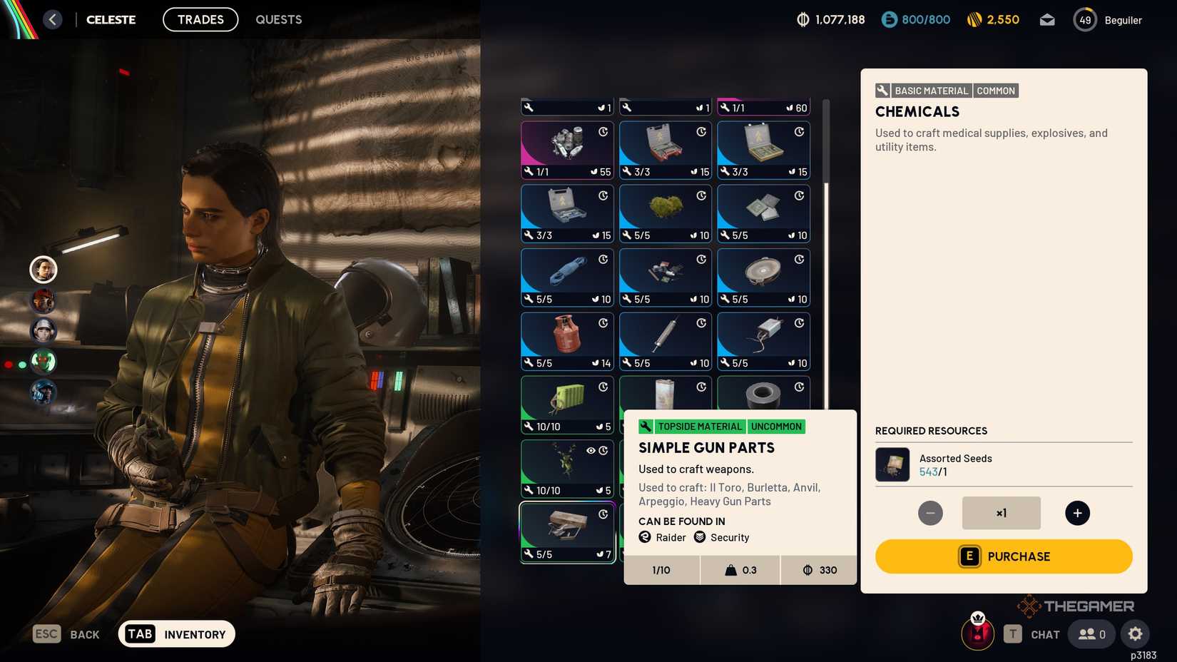 A player using Simple Gun Parts in Arc Raiders.