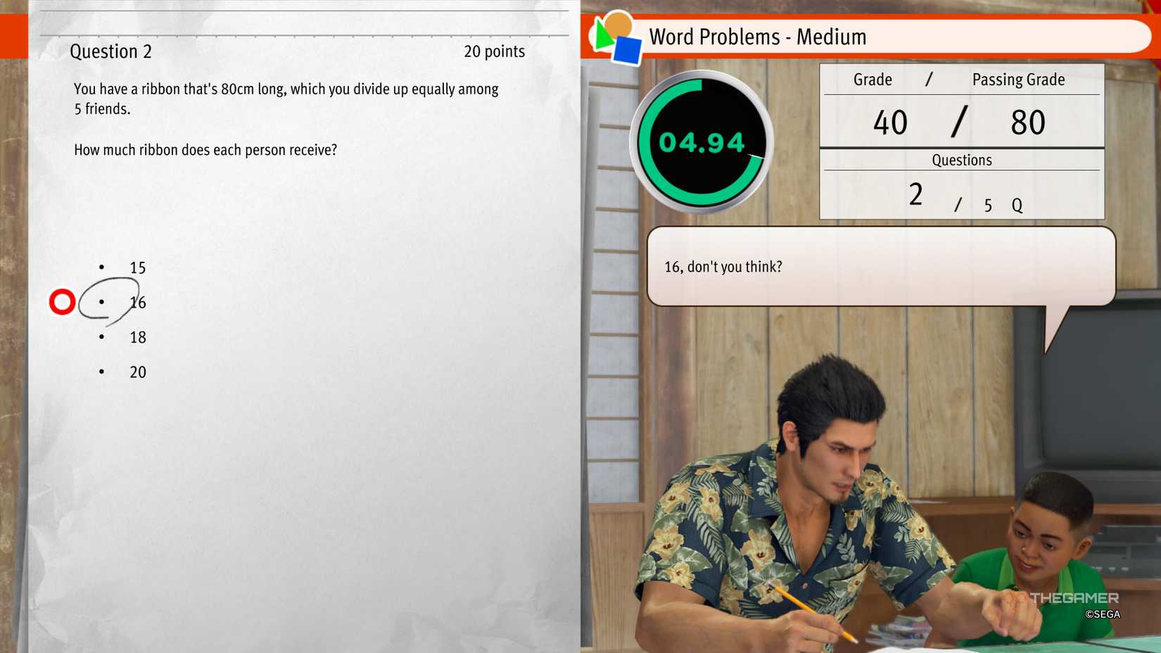 Every Correct Homework Answer In Yakuza Kiwami 3
