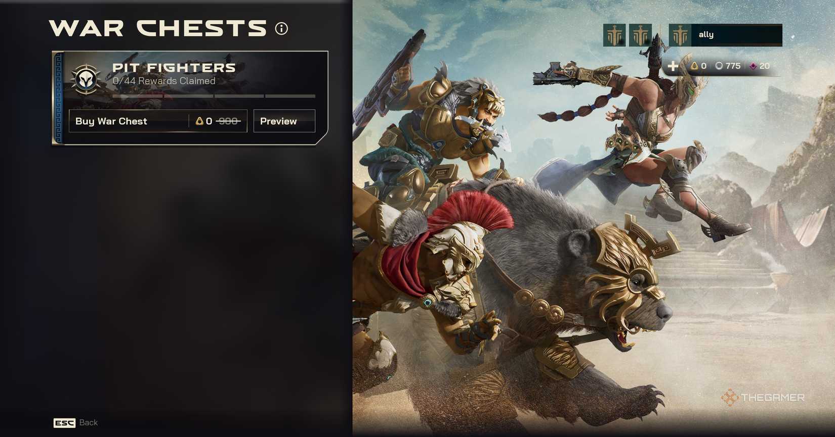 War pass screen in Highguard.
