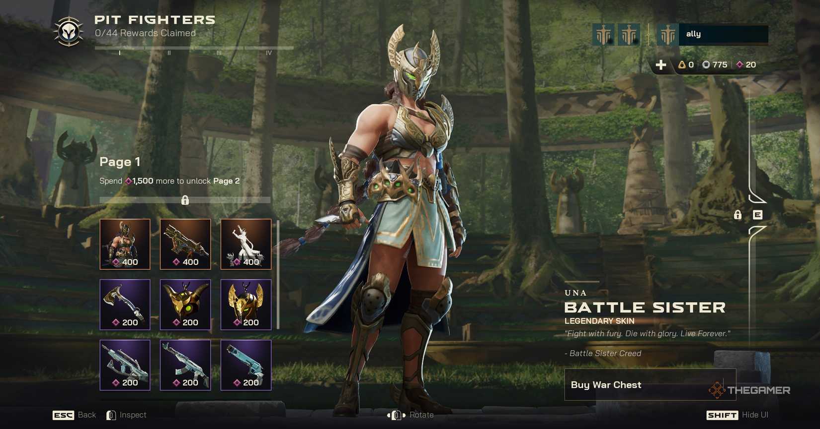 A page from the Battlepass on Highguard.