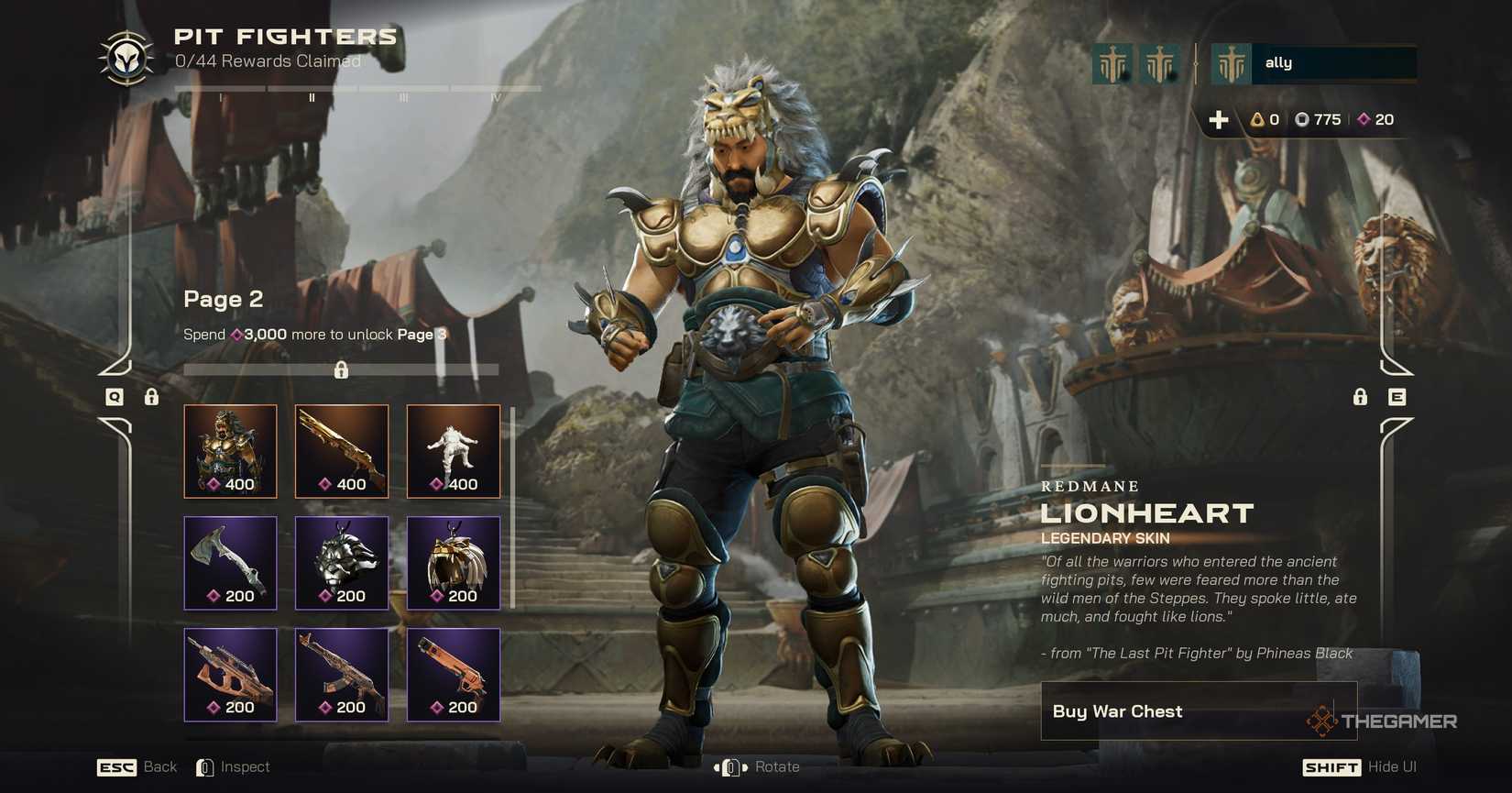 A page from the Battlepass on Highguard.