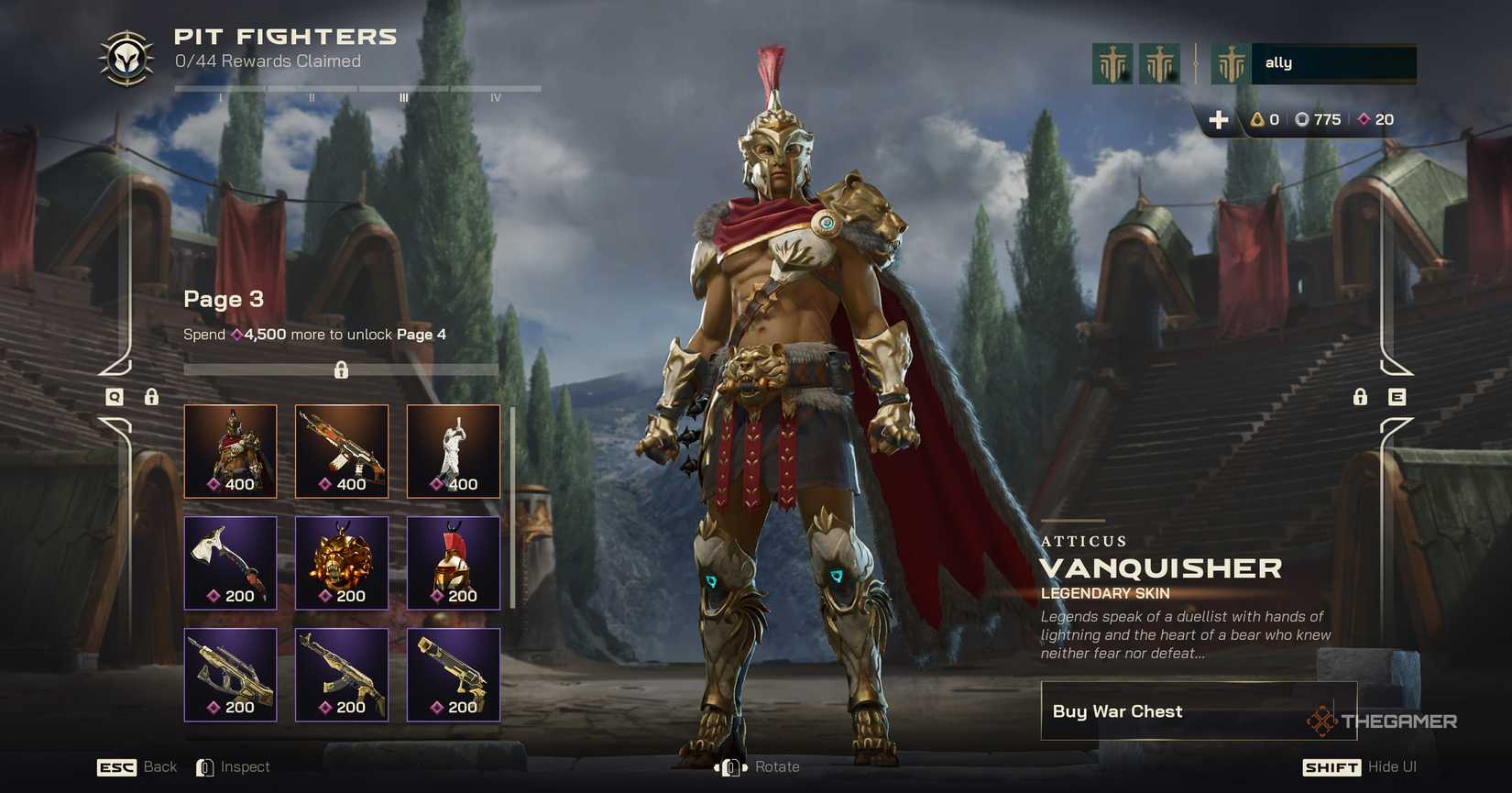 A page from the Battlepass on Highguard.