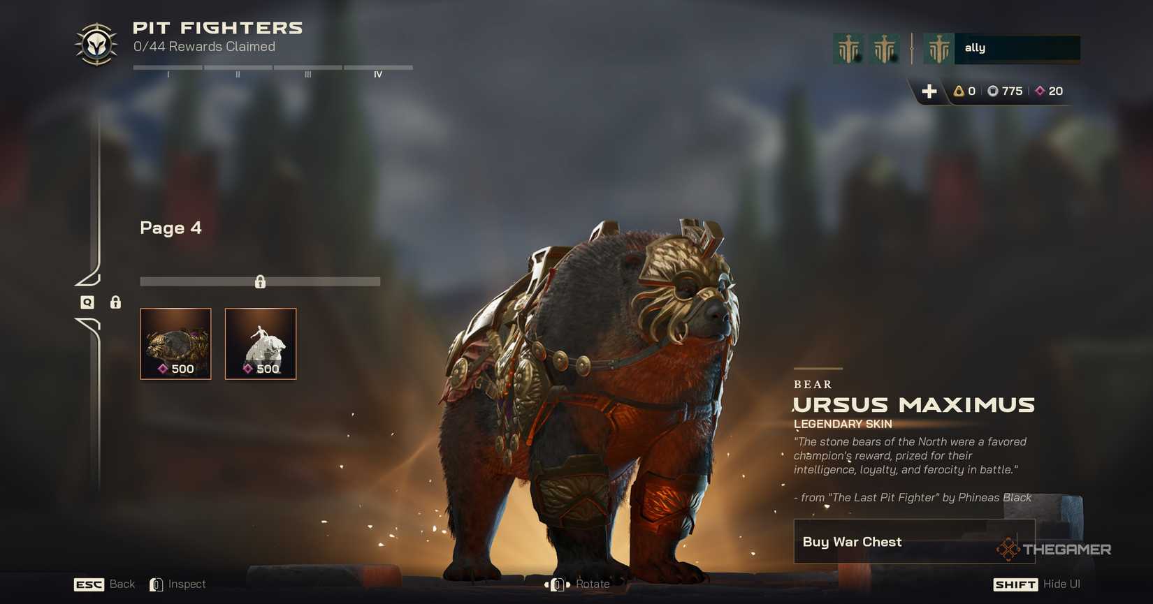 A page from the Battlepass on Highguard.