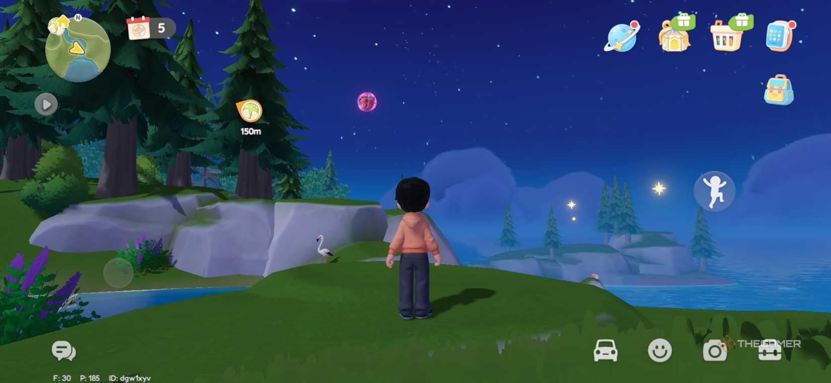 A pink bubble in the air in Heartopia.