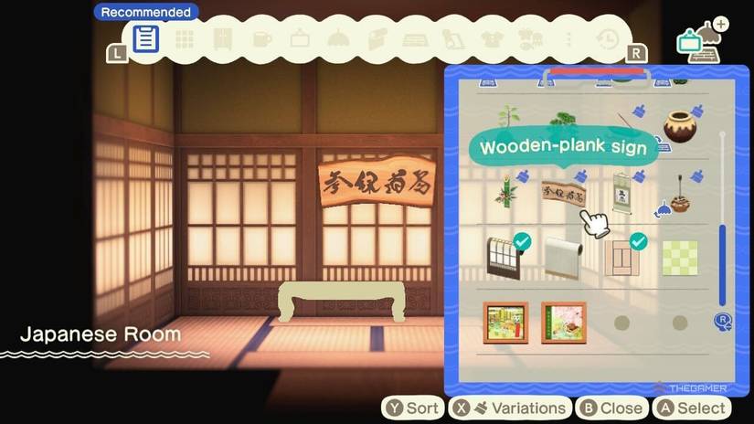 The wall sign for the Japanese room in the Hotel Resort in Animal Crossing New Horizons in update 3.0.