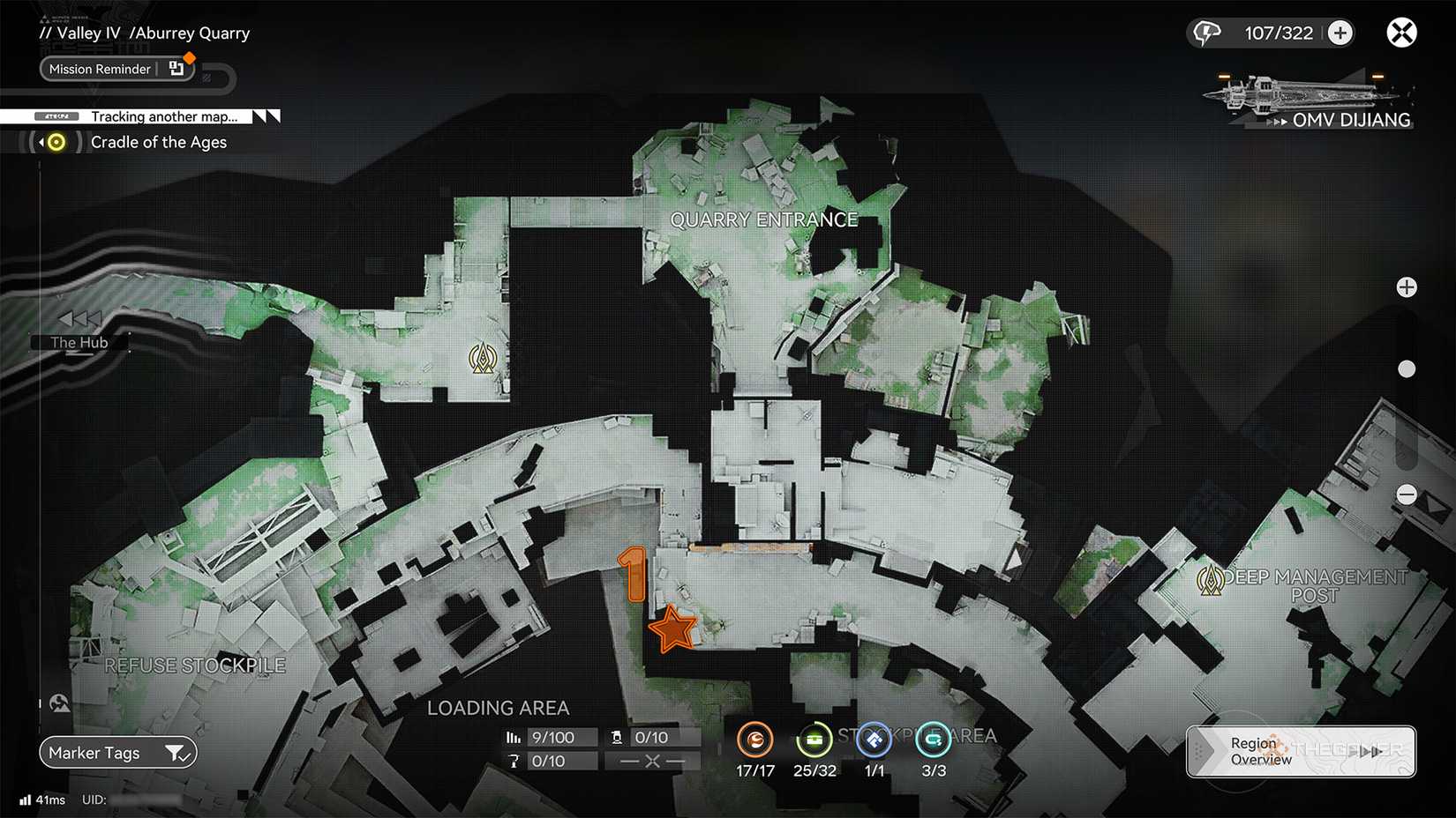 Aurylene location in Aburrey Quarry - Entrance to the quarry in Arknights: Endfield.