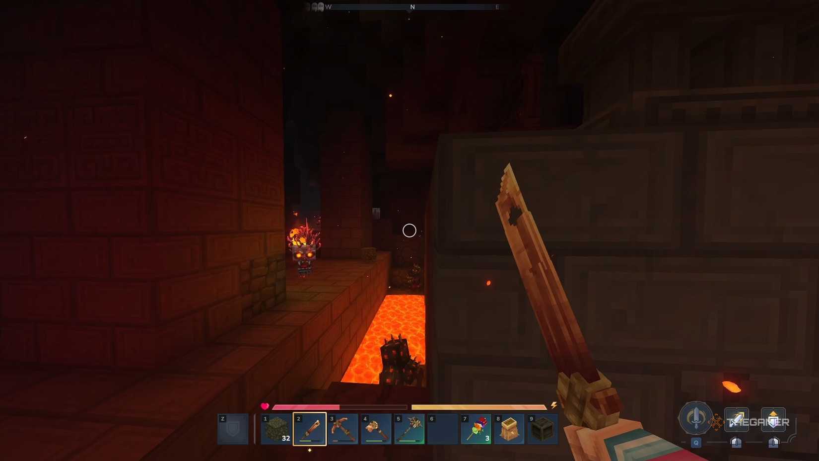 Near a flame skull in the lava cave in Hytale.
