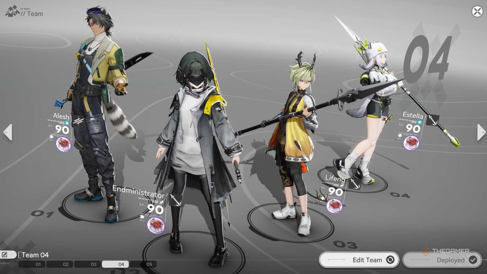 Arknights Endfield Alesh teams with Endministrator, Lifeng, and Estella.