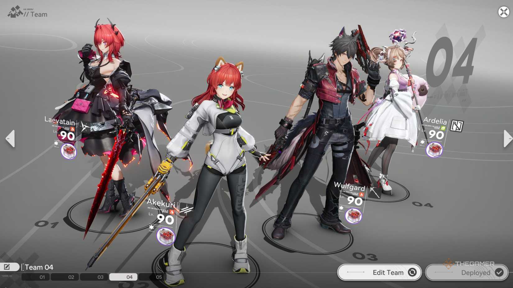 Arknights Endfield full team with Laevatain, Akekuri, Wulfgard, Ardelia.