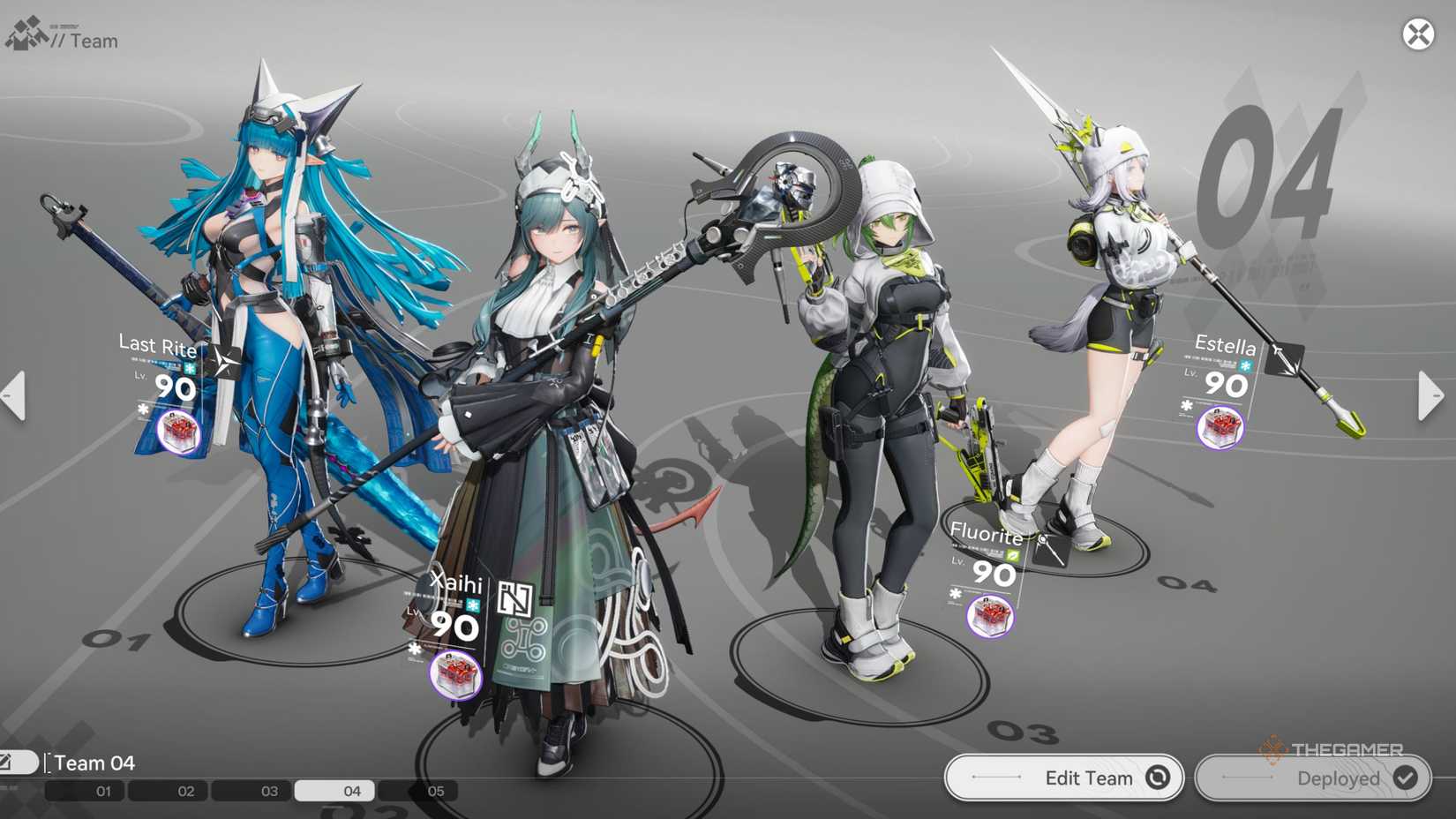 Arknights Endfield full team with Last Rite, Xaihi, Fluorite, Estella.
