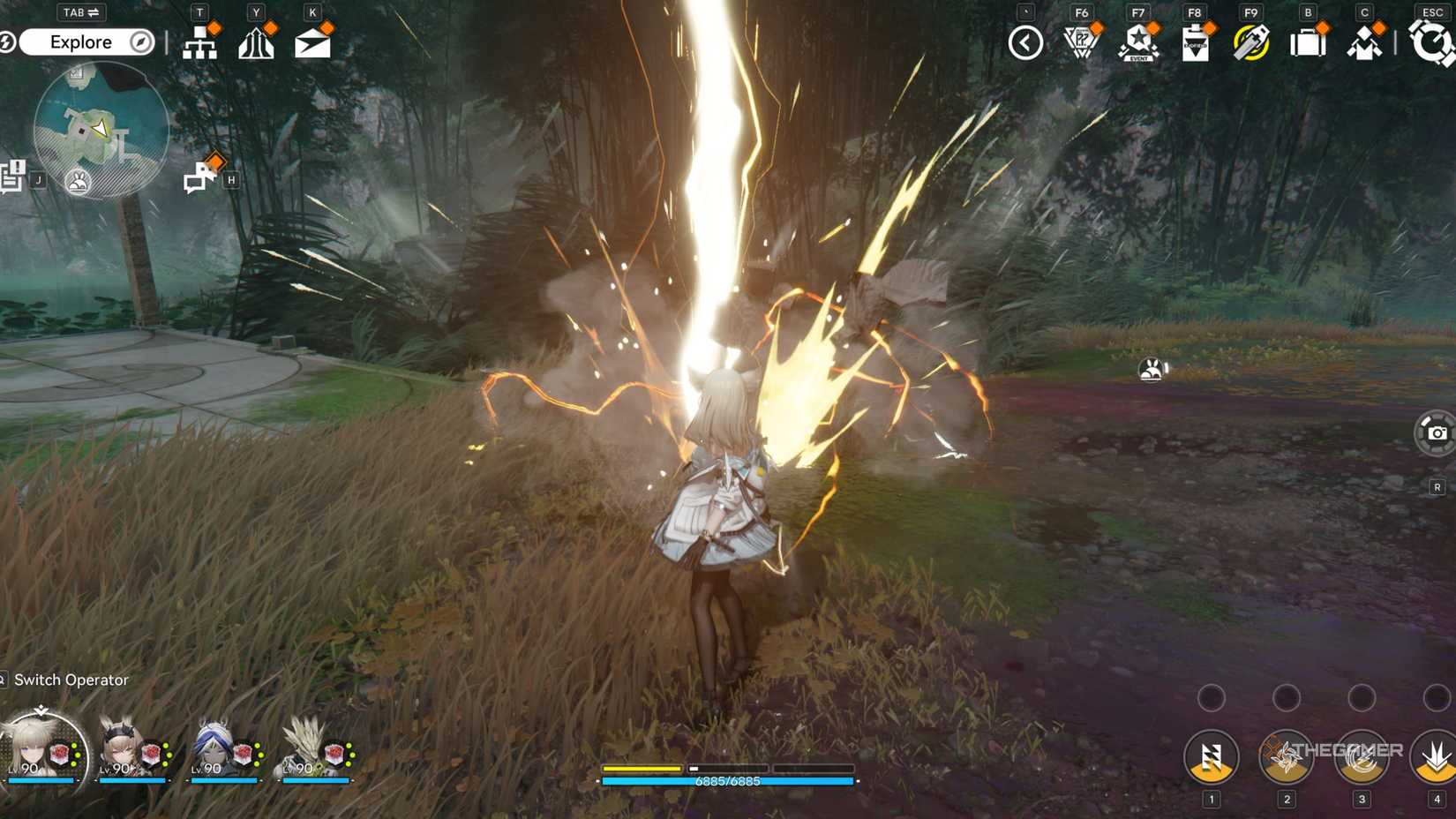 Arknights Endfield Perlica using her lightning strike skill.