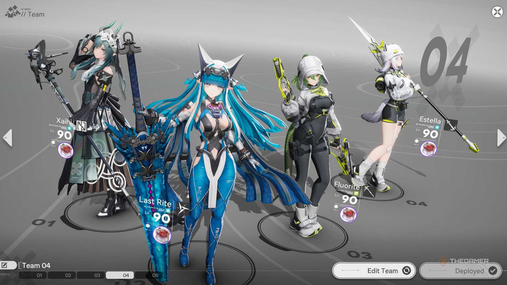 Arknights Endfield Xaihi team with Last Rite, Fluorite and Estella.