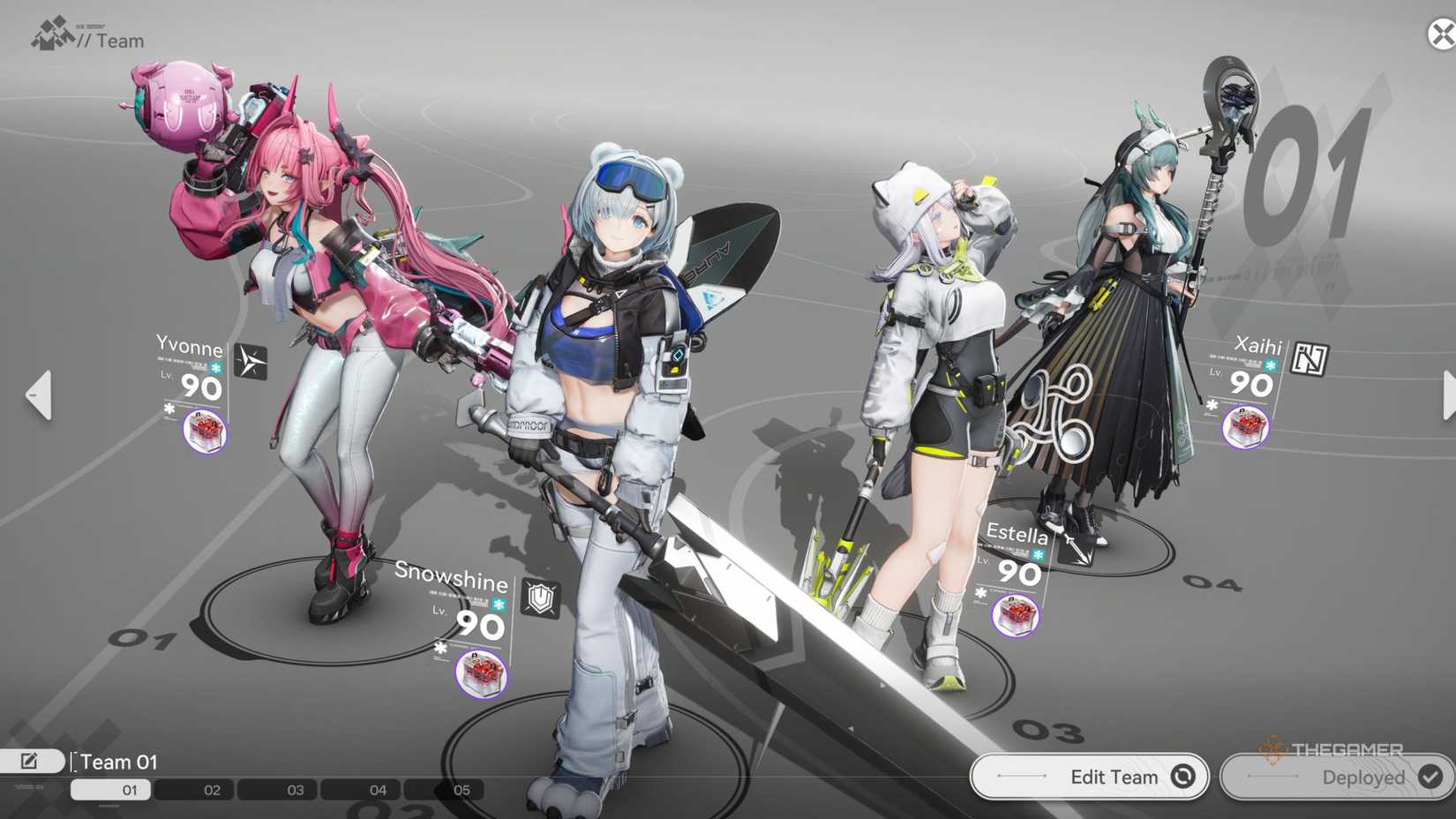 Arknight's Endfield Yvonne teams with Snowshine, Estella and Xaihi.