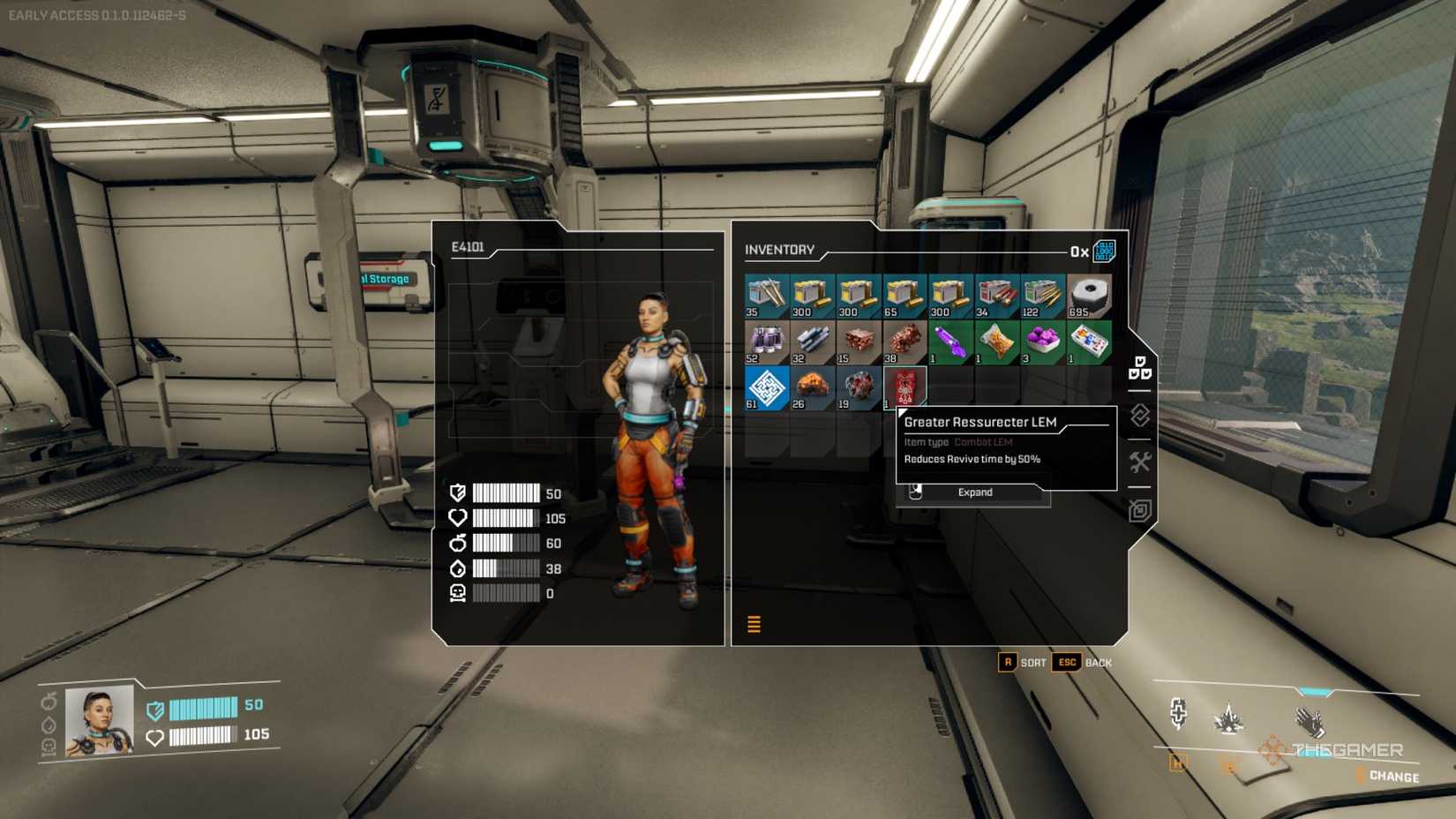 StarRupture character inventory.