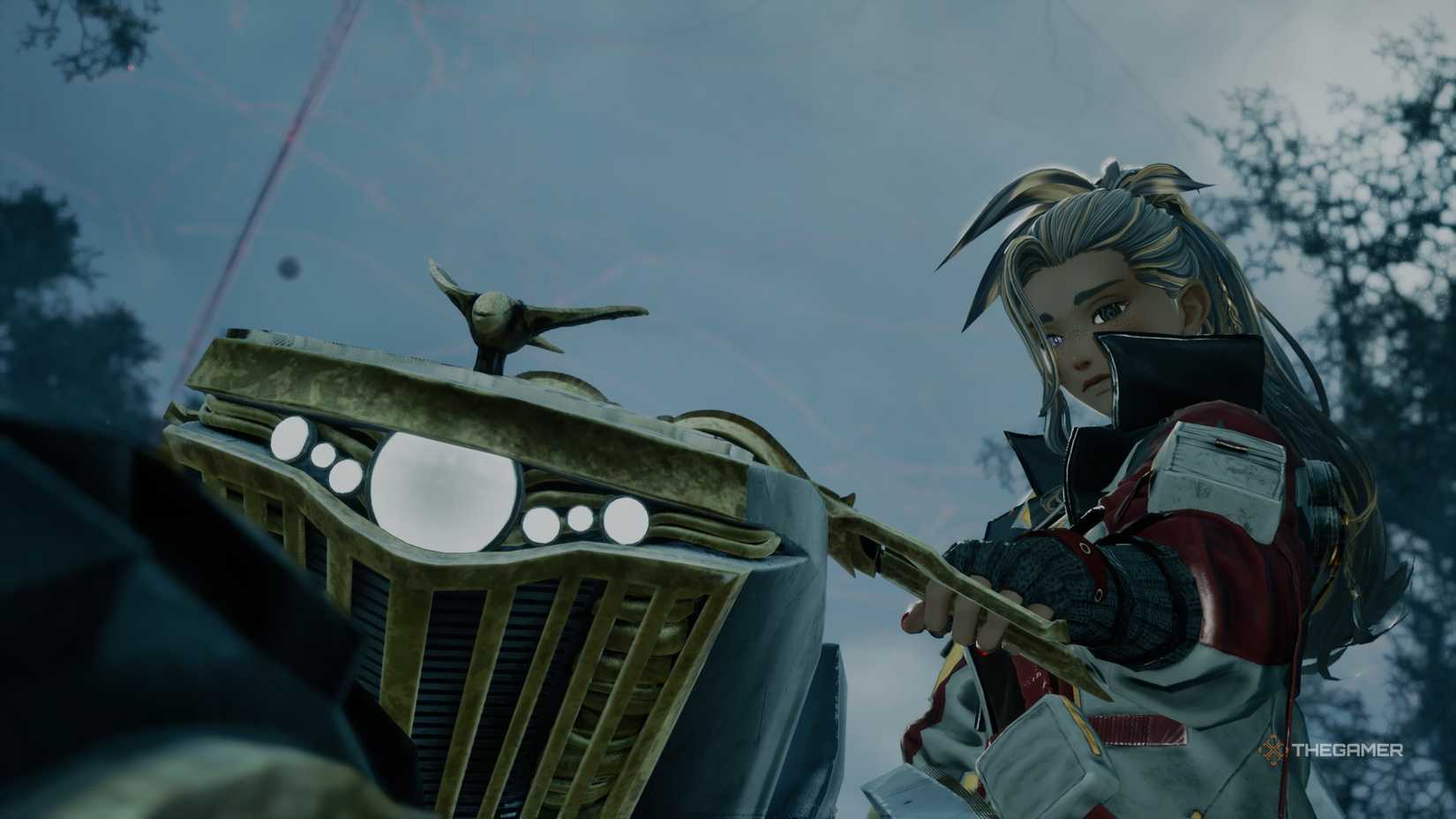 The player with his handle on the handlebars of the motorcycle in code 2.