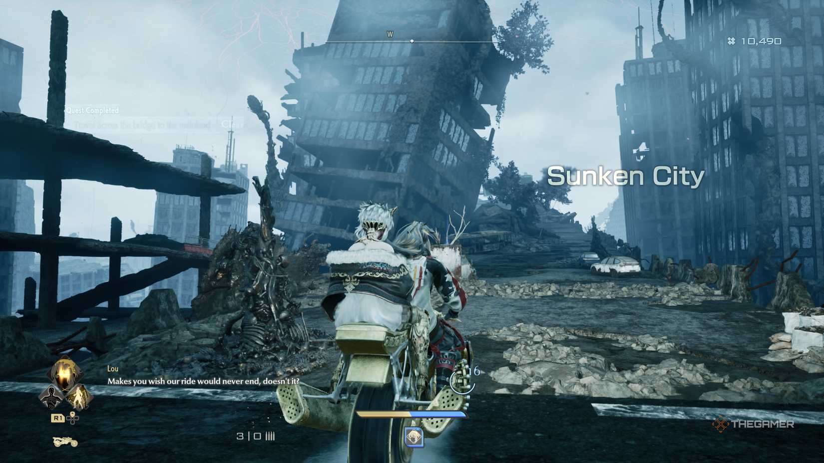 The player who drives into the Sunken City on the motorcycle in Code vein 2.