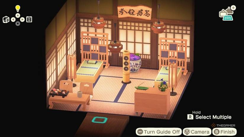 Designing a Japanese room in a Hotel Resort in Animal Crossing New Horizons in Update 3.0.