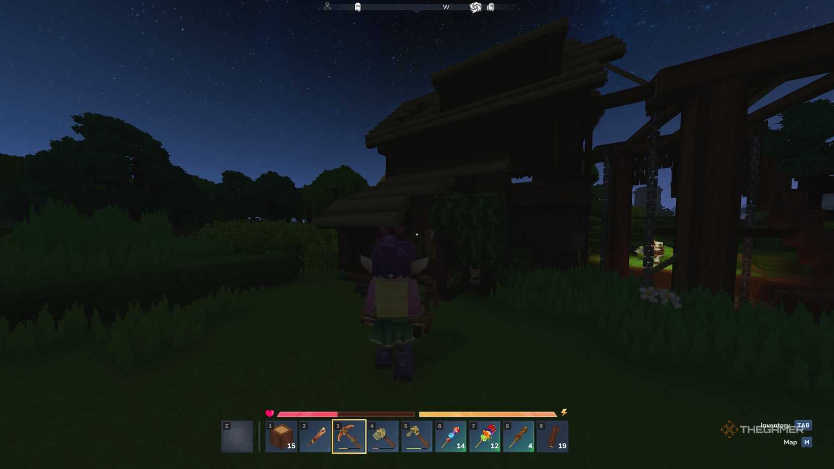 Finding an existing house with a monster outside in Hytale.