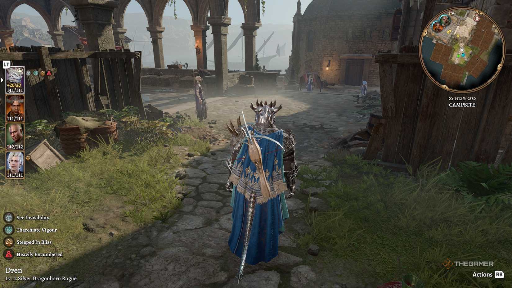 The Giant Breaker crossbow on the back of the protagonist of Baldur's Gate 3.