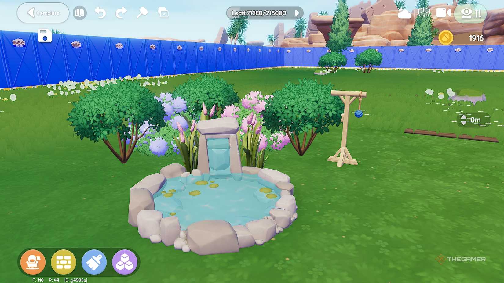 An aquatic pond surrounded by Hartopia foliage.