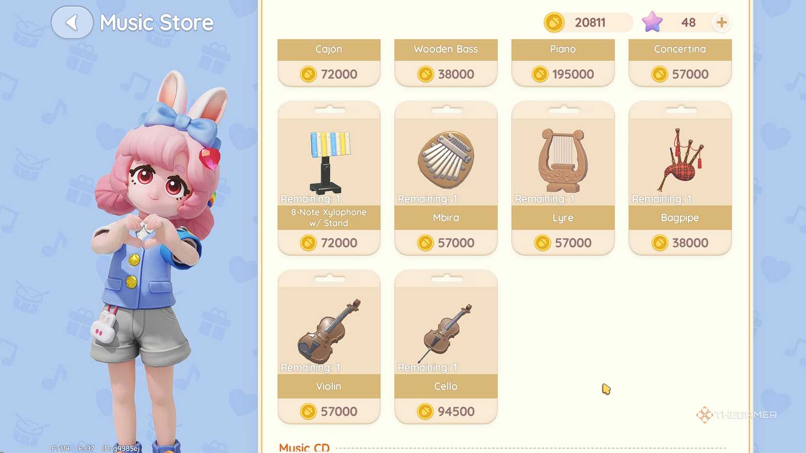 Heartopia Annie's Music Store List.