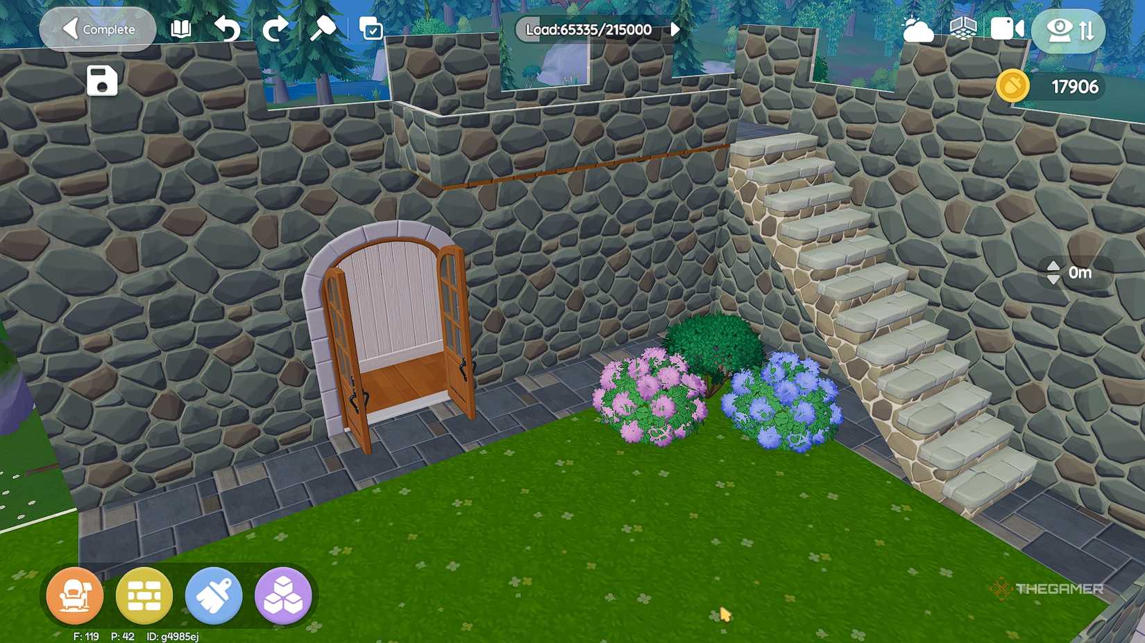 Heartopia castle walls and leaves.