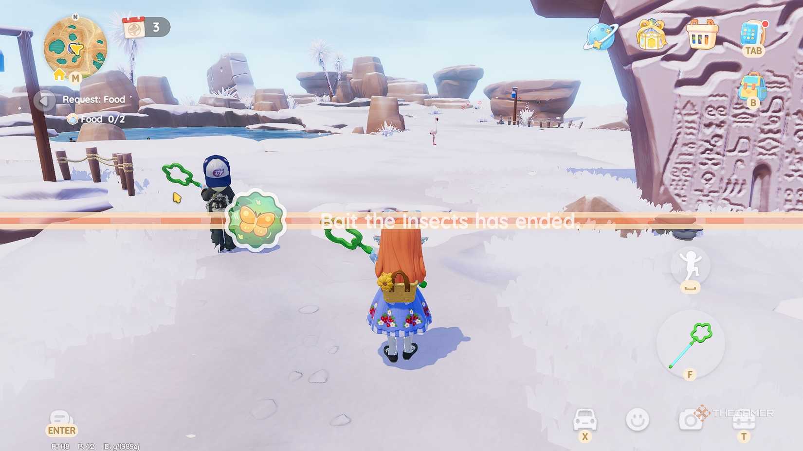 Heartopia Catching bugs on a snowy mountain.