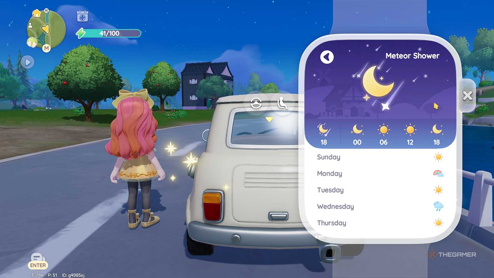 Heartopia Checking the weather app for meteor showers.