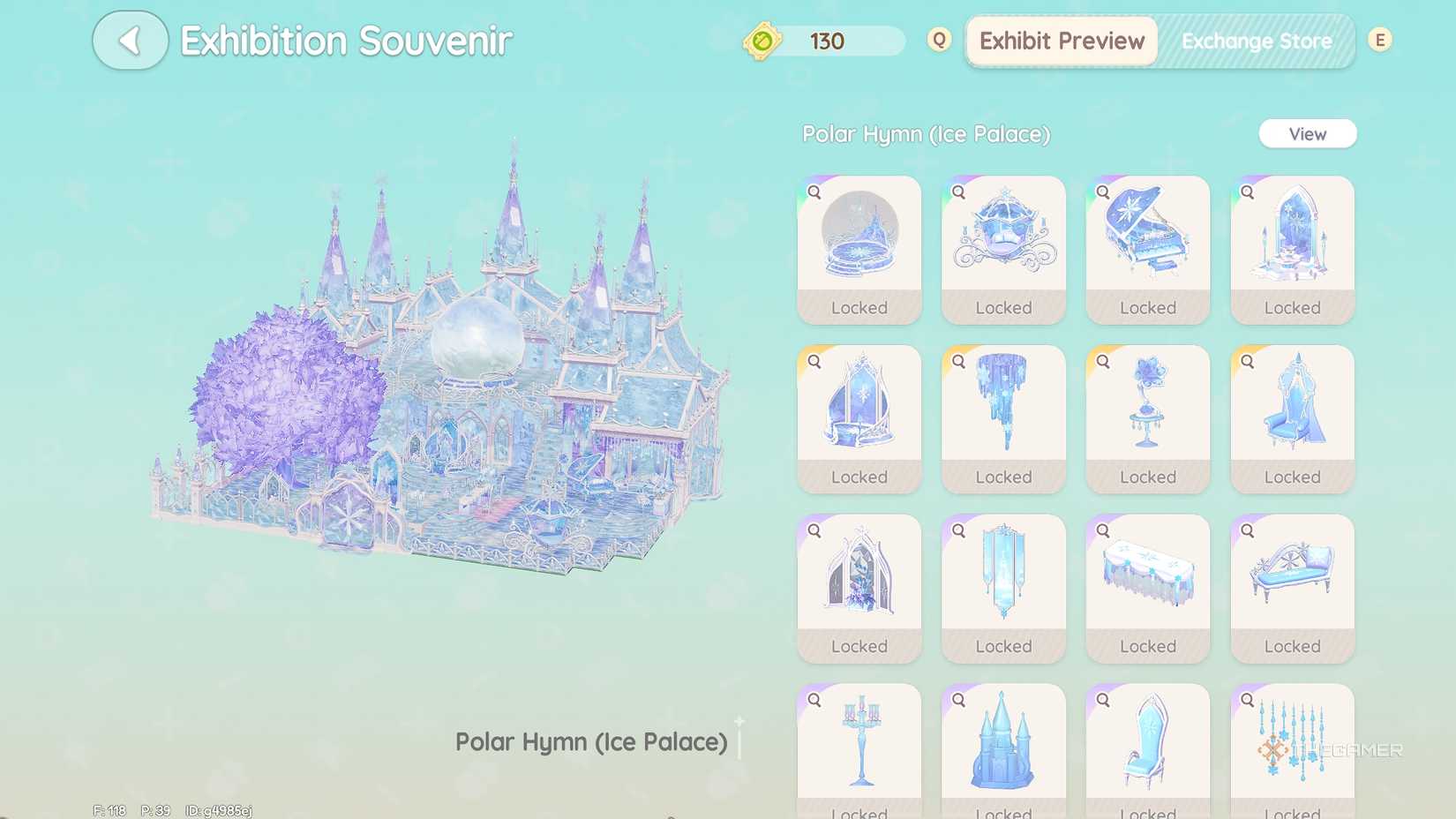 Heartopia Ice Palace Construction Menu.