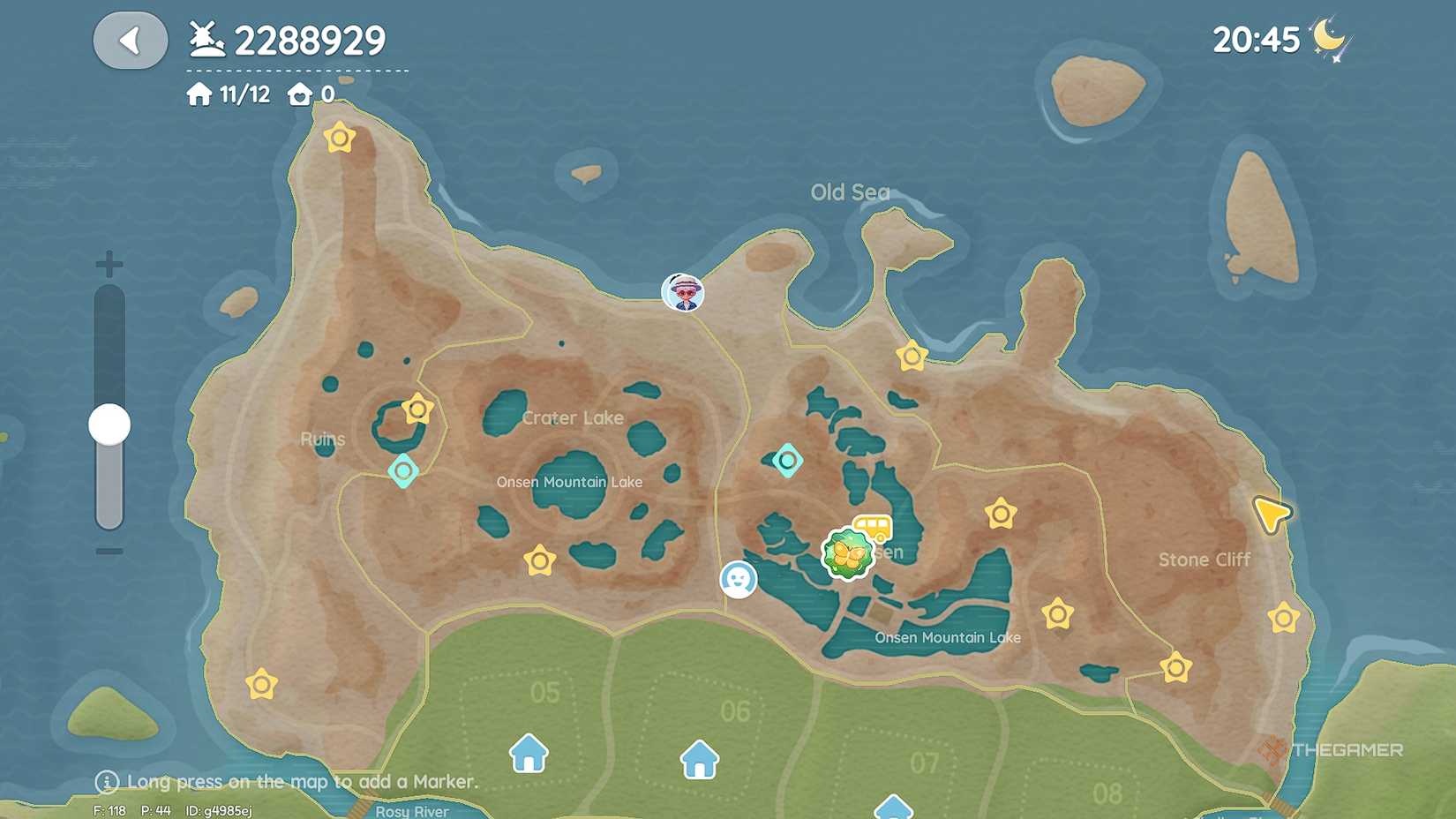 Heartopia Meteor Shower Starfall Shard locations are marked with yellow stars on the map.