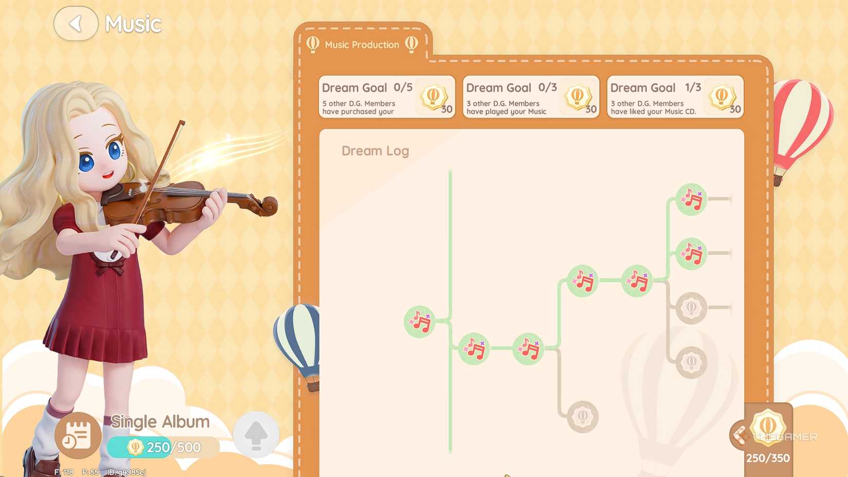 Heartopia Music Production Dream Menu.