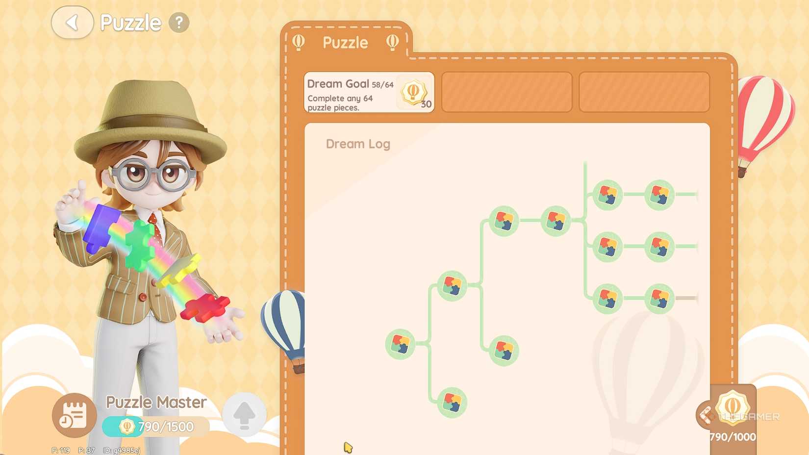 Heartopia puzzle dream menu.