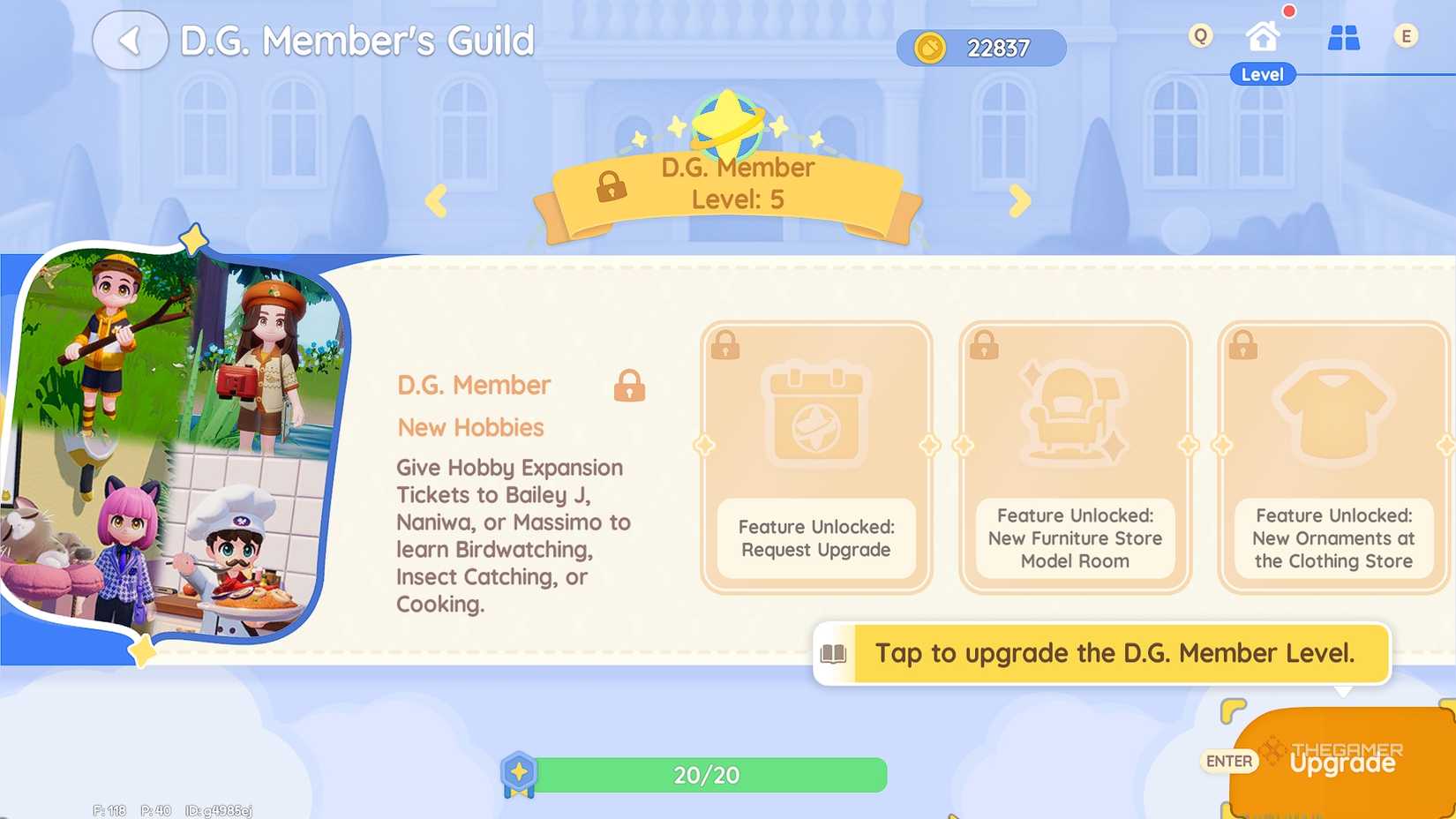 The Developer's Guild upgrade menu.