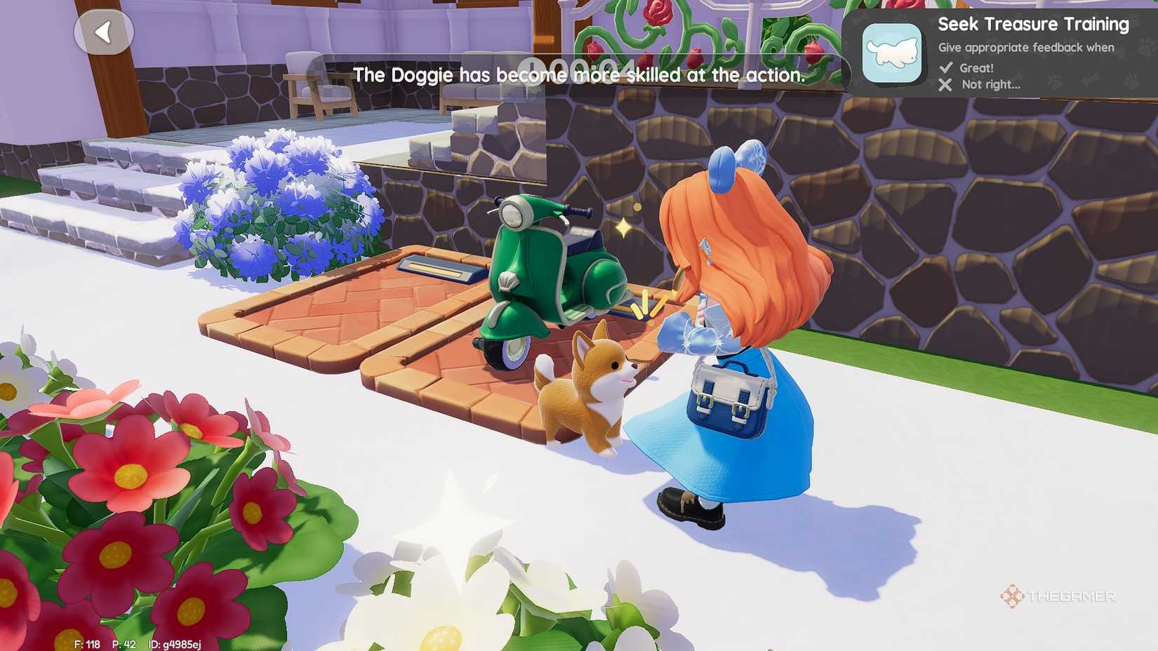 Heartopia Shiba Inu training in the snow.