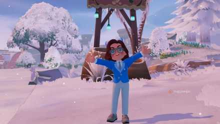 Heartopia character posing with hands in the air.