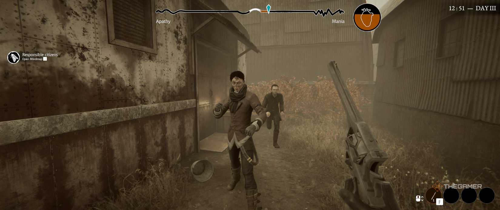 In Pathologic 3, two thieves are holding guns as they prepare to attack you.
